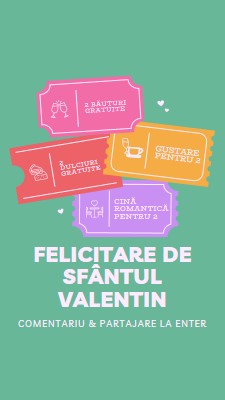 Felicitare de Sfântul Valentin green bright,playful,tickets,retro,shape,overlapping