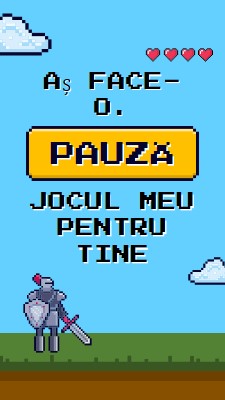 Mi-aș pune în pauză jocul pentru tine. blue vibrant,whimsical,game,retro,playful,computer