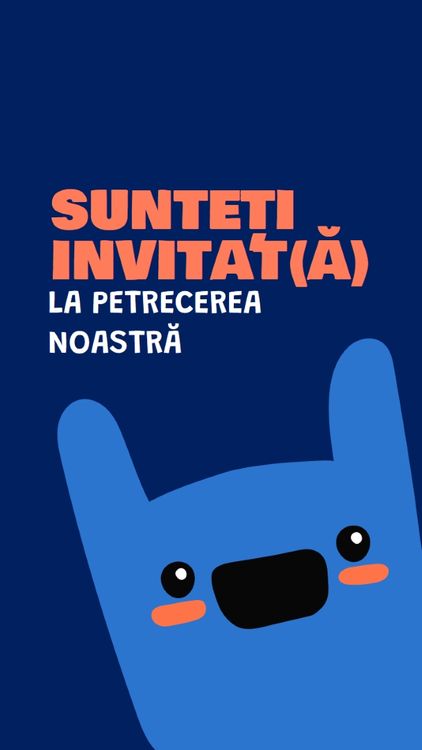 Sunteți invitat la petrecerea noastră blue whimsical,bold,monster