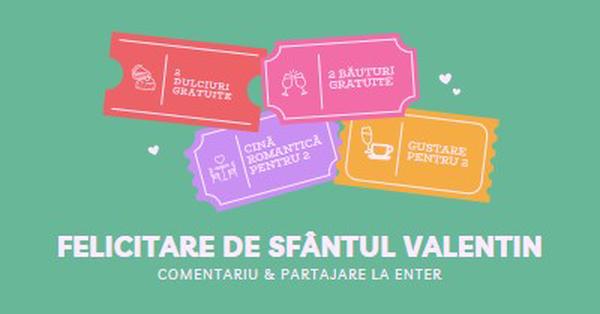 Felicitare de Sfântul Valentin green bright,playful,tickets,retro,shape,overlapping