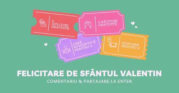 Felicitare de Sfântul Valentin green bright,playful,tickets,retro,shape,overlapping