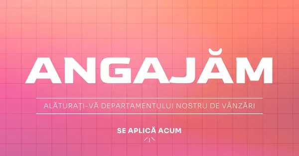 Angajăm - fiți alături de noi! pink simple,bold,gradient,grid,minimal,bright