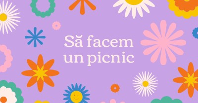 Să facem un picnic purple retro,playful,graphic,floral,bright