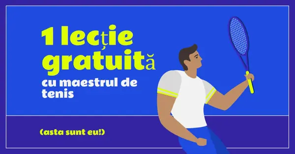 Lecție gratuită cu un maestru de tenis blue vibrant,bold,block,frame,graphic,bright