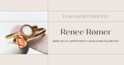 Certificat în evaluarea bijuteriilor brown clean,minimal,frame,elegant,neutral,asymmetrical