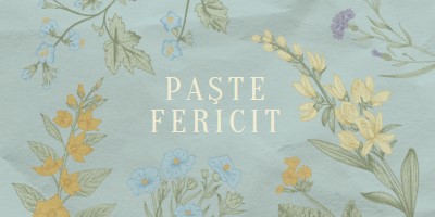 Urări de Paște blue vintage-botanical