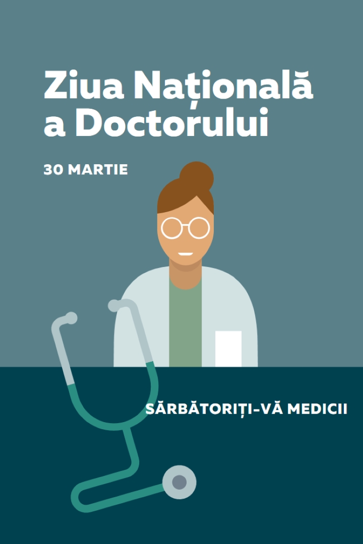 Ziua Națională a Doctorului blue modern-color-block