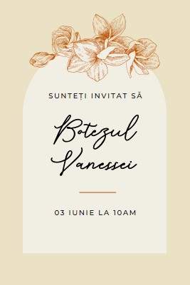 Invitație la botez yellow vintage-botanical