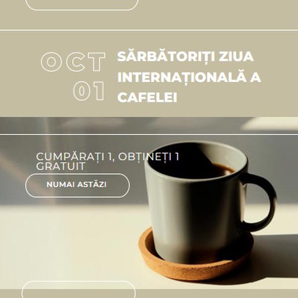 Sărbătoriți ziua internațională a cafelei brown modern-geometric-&-linear