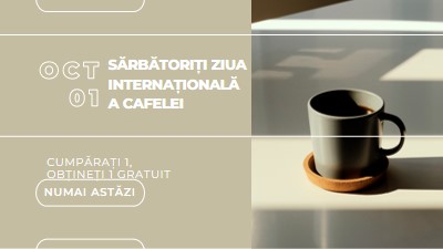 Sărbătoriți ziua internațională a cafelei brown modern-geometric-&-linear