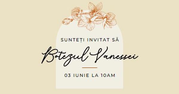 Invitație la botez yellow vintage-botanical