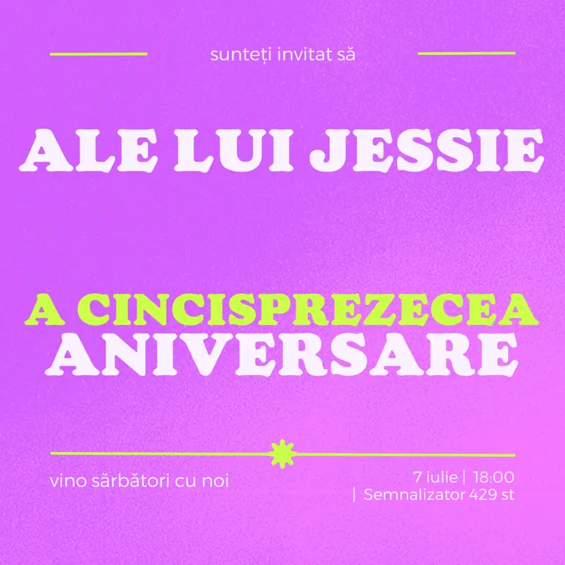 Sunteți invitat(ă) purple bold,vibrant,retro