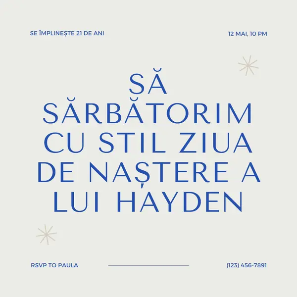 Ziua de naștere a 21-a gray modern,minimal,typographic,contemporary,current,stylish,simple,clean,text-based