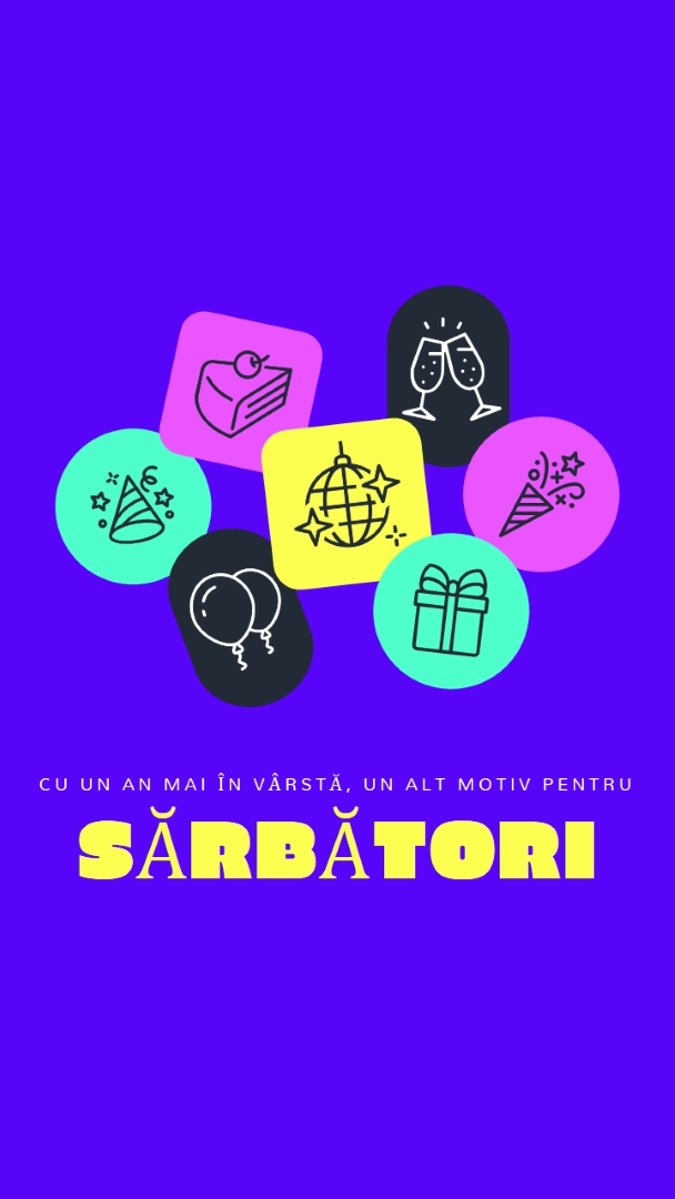 Iată încă o zi de naștere! blue bold,bright,geometric