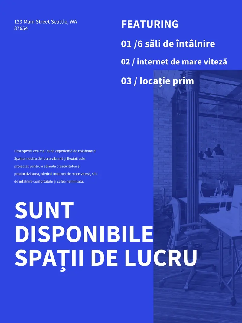 Poster cu proprietăți imobiliare moderne simple blue simple,monochromatic,asymmetric