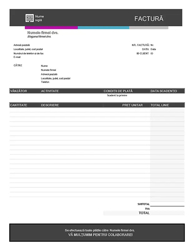 Factură de servicii (gradient albastru) modern-simple