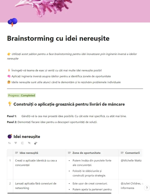 Brainstorming cu idei nereușite