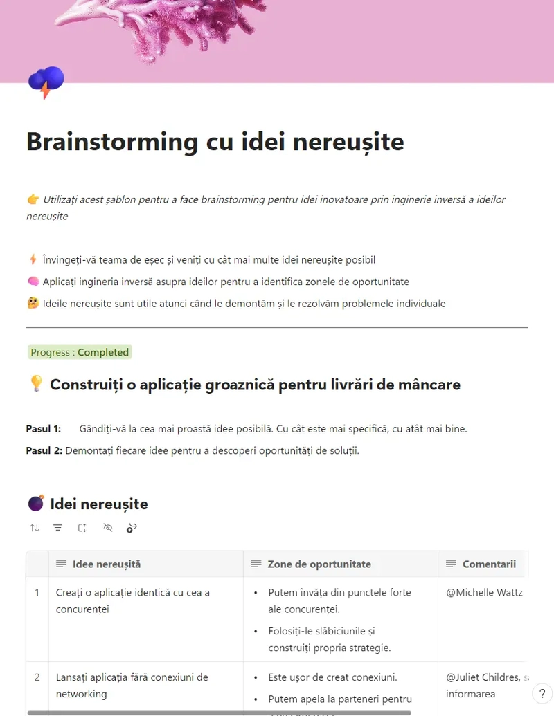 Brainstorming cu idei nereușite