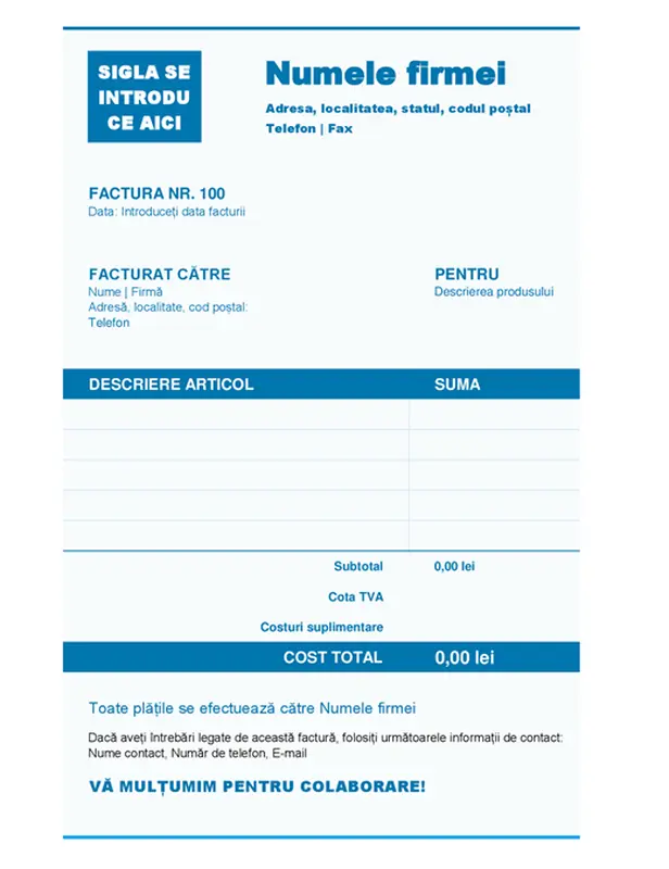 Factură simplă pentru firme modern simple