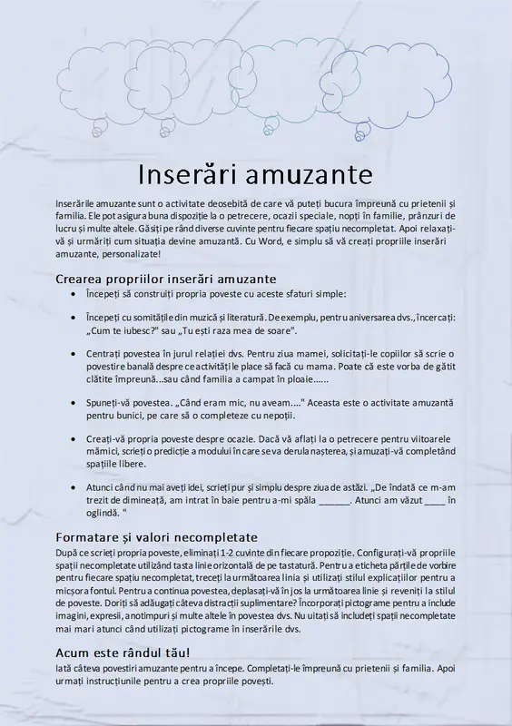 Povestire cu umplere amuzantă modern simple