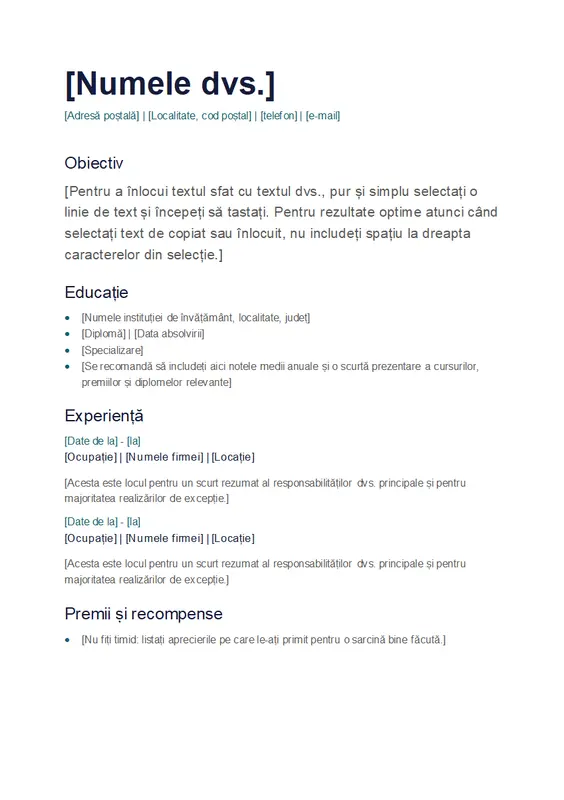 CV simplu