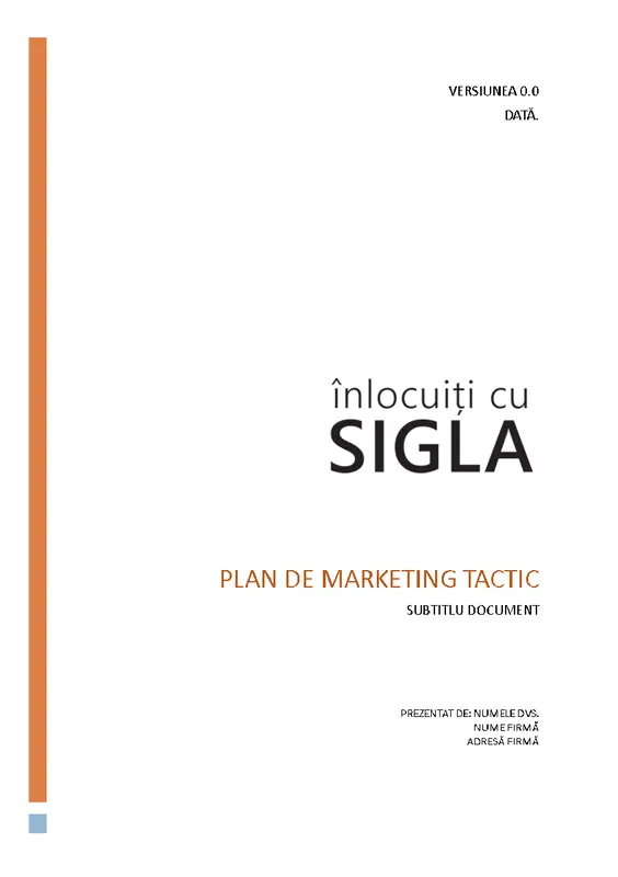 Plan de marketing tactic pentru firme modern simple