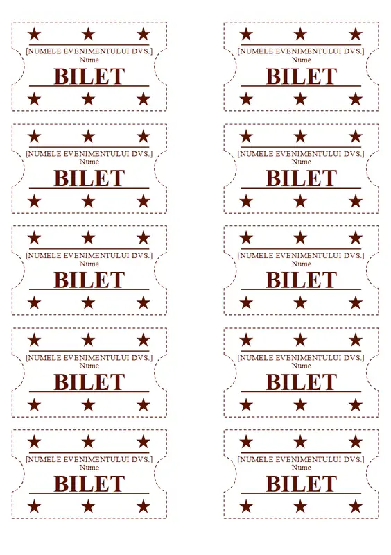 Tichete pentru eveniment (zece pe pagină)