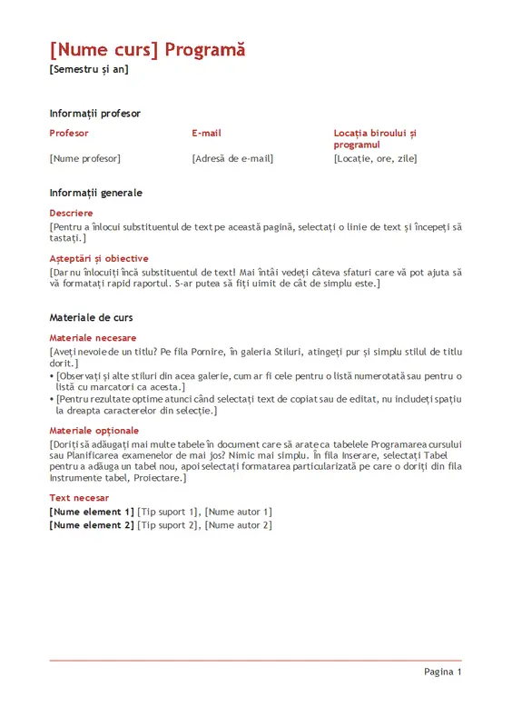 Programa profesorului (color) modern simple
