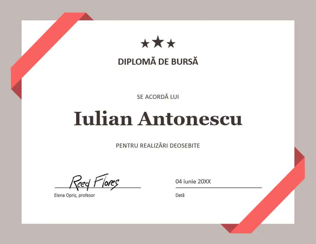 Certificat de bursă modern simple