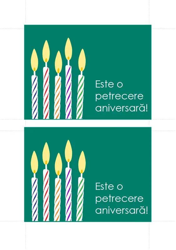 Cărți poștale pentru invitații la zile de naștere (2 pe pagină) modern-simple