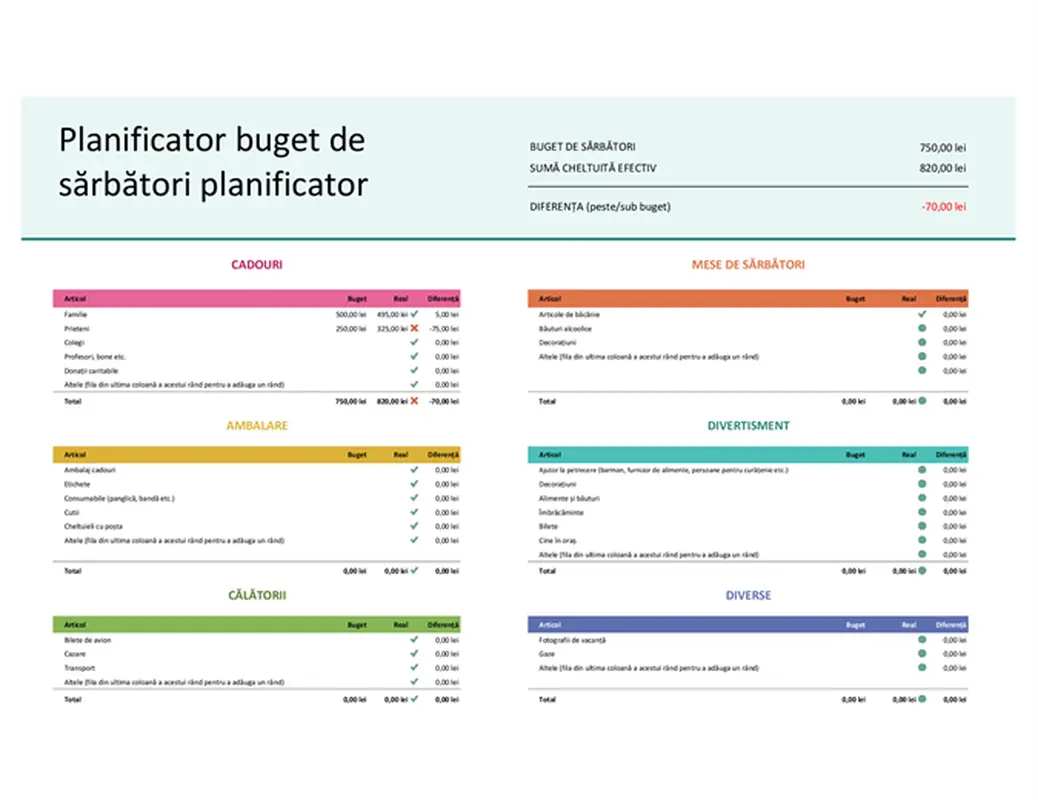 Planificator de buget pentru sărbători modern-simple