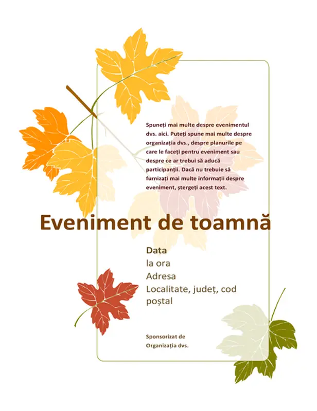 Fluturaș de eveniment de toamnă (cu frunze)