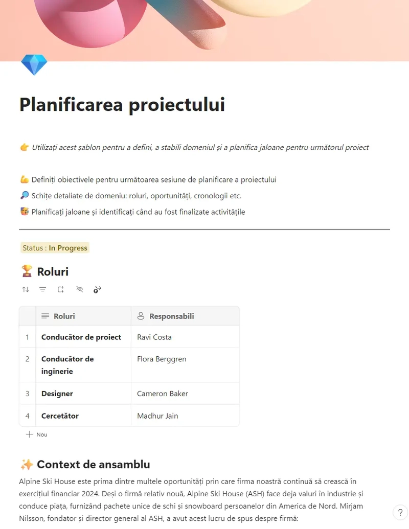 Planificarea proiectului