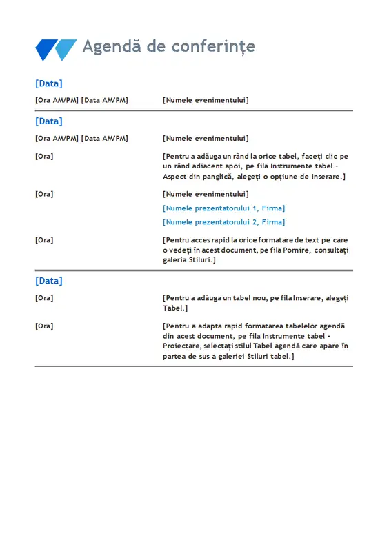 Agendă de conferințe vintage floral