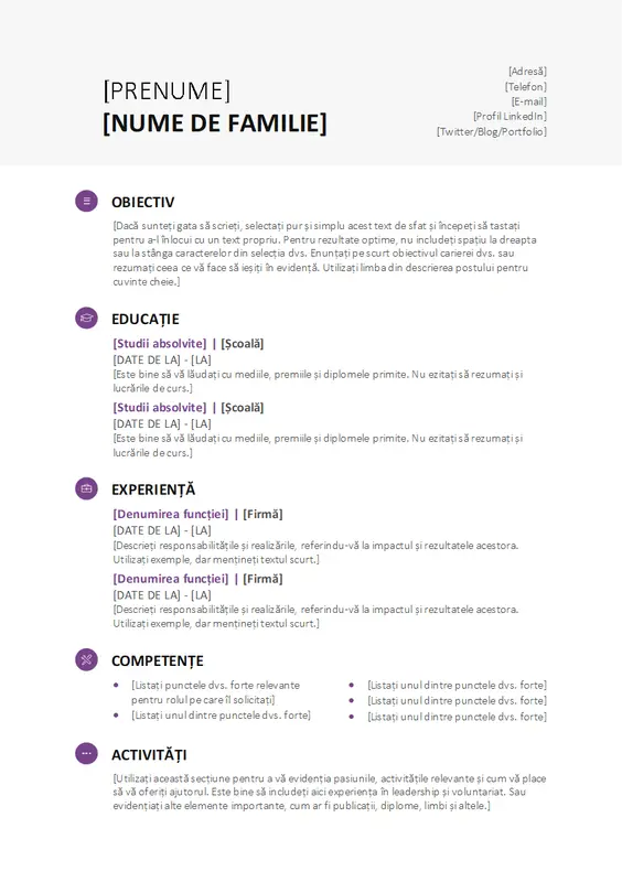 CV student (proiect modern) modern simple