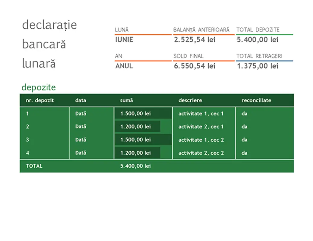 Reconciliere lunară bancară green modern simple