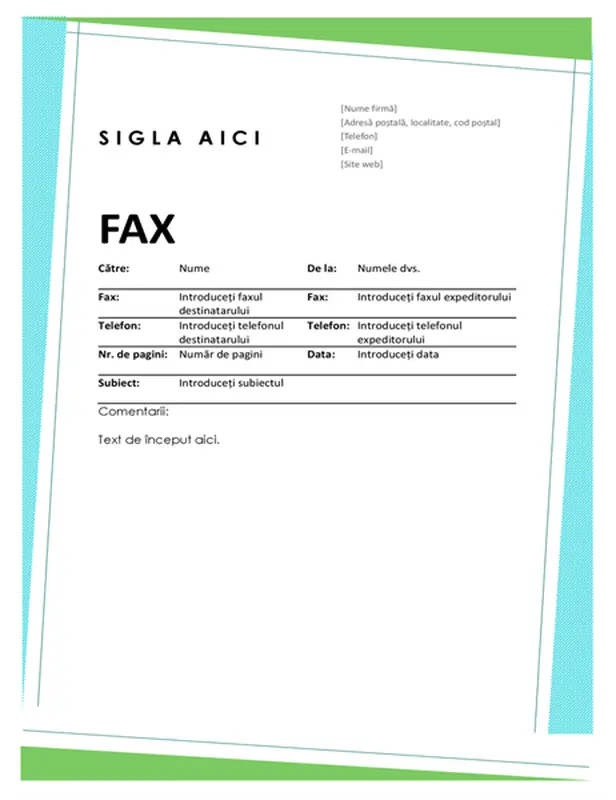 Pagină de însoțire fax cu modele geometrice