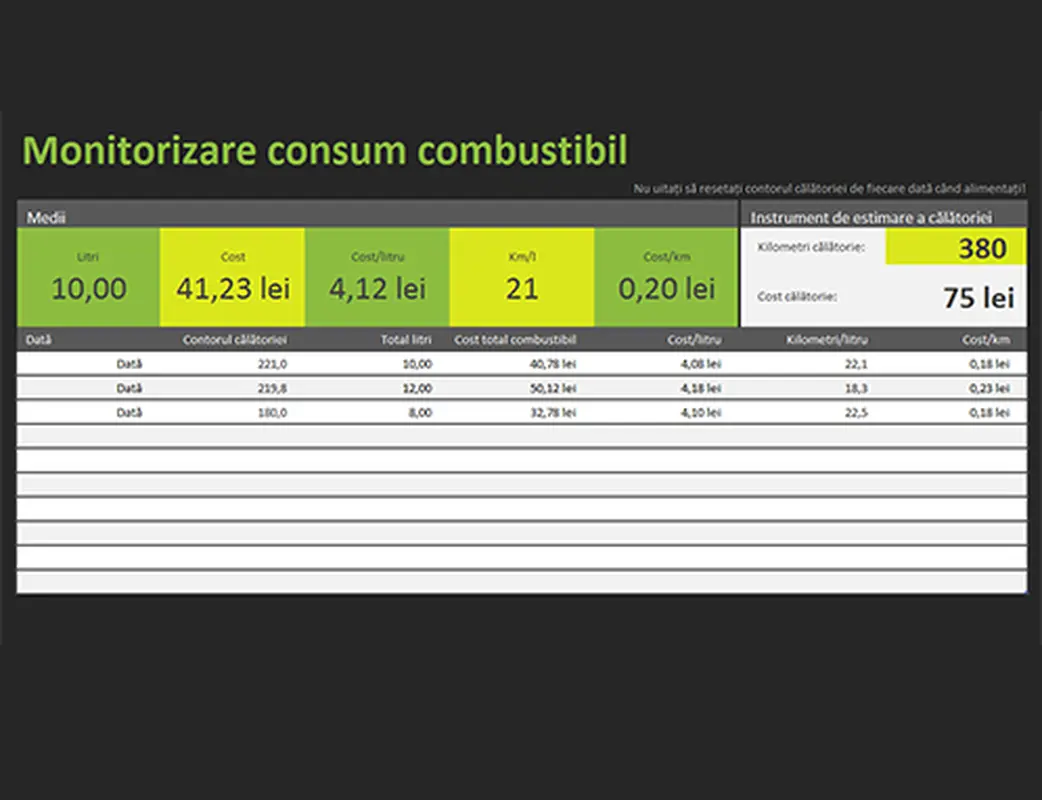 Monitorizarea consumului de combustibil modern simple
