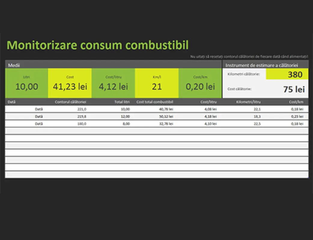 Monitorizarea consumului de combustibil green modern simple