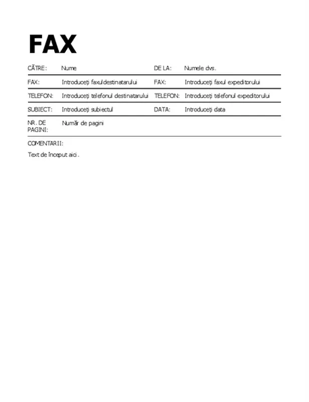 Pagină de însoțire fax Îndrăzneț