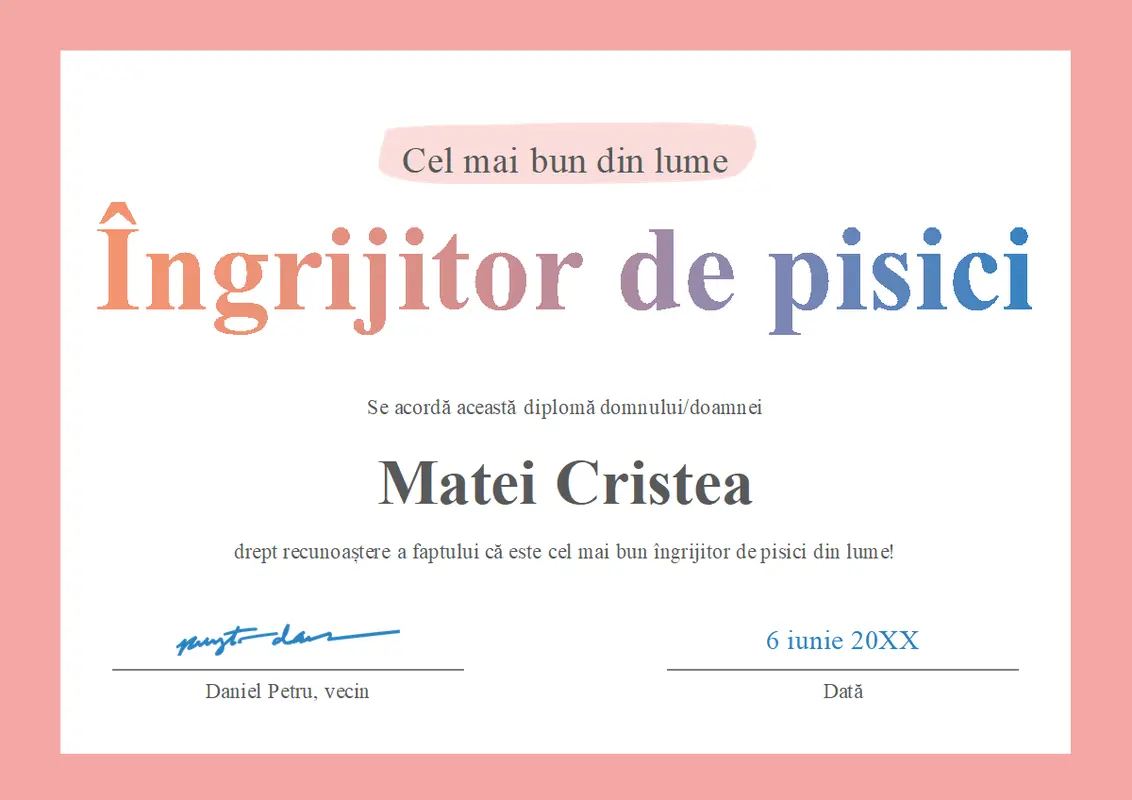 Diplomă Cel mai bun din lume modern-simple