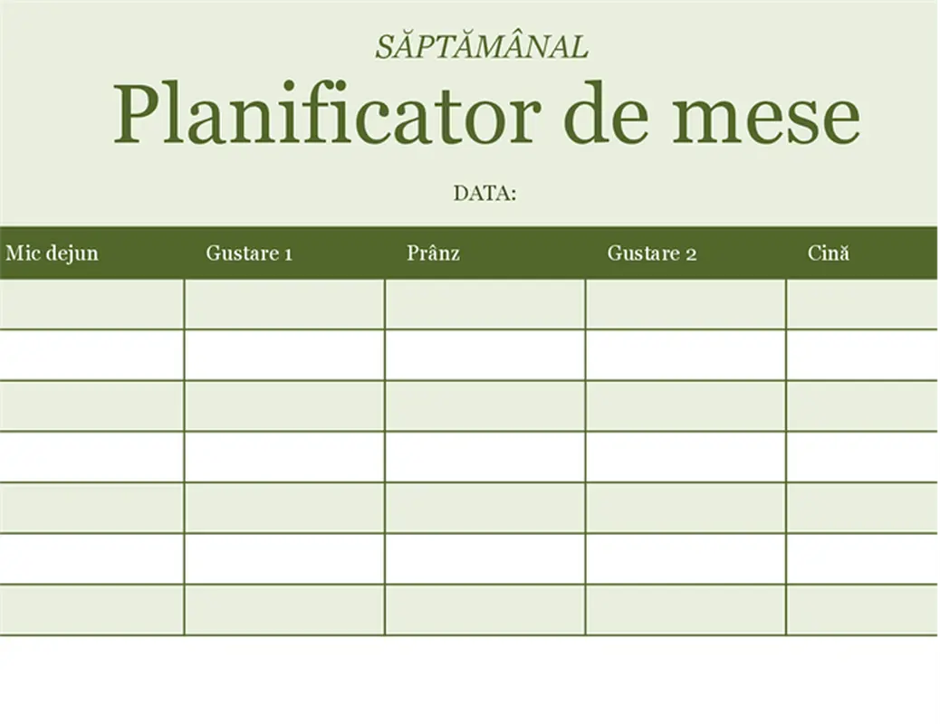 Planificator de mese săptămânal modern-simple