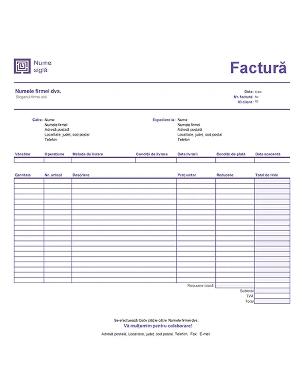 Factură de vânzare (design Linii simple) modern-simple