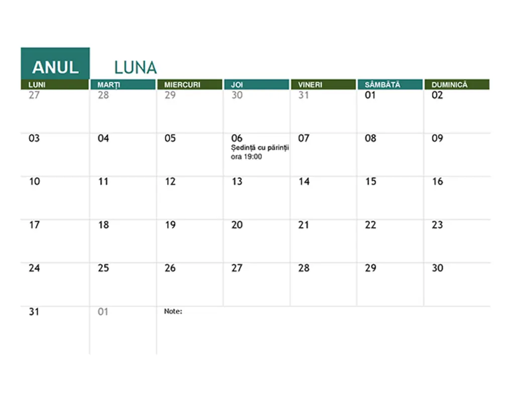 Calendar școlar modern simple