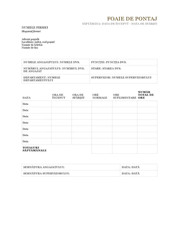 Foaie de pontaj