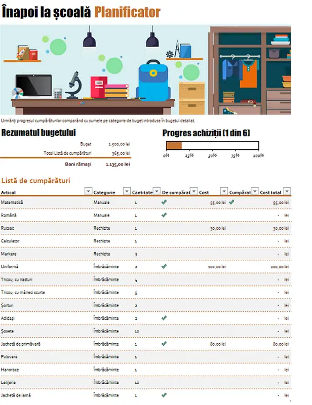 Planificator Înapoi la școală