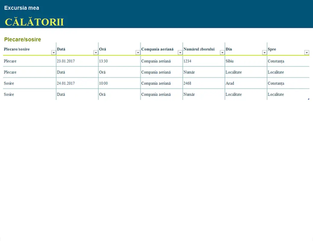 Planificator de excursii