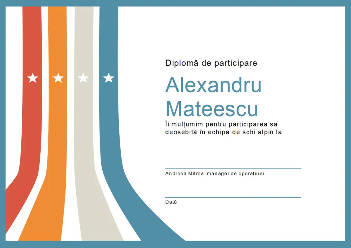 Diplomă de participare modern-simple