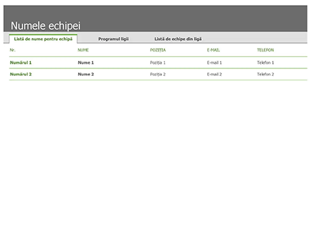 Lista de nume și planificarea sportivilor modern-simple