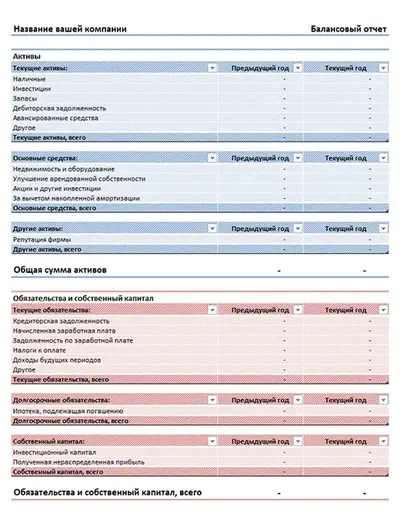 Балансовый отчет (простой)